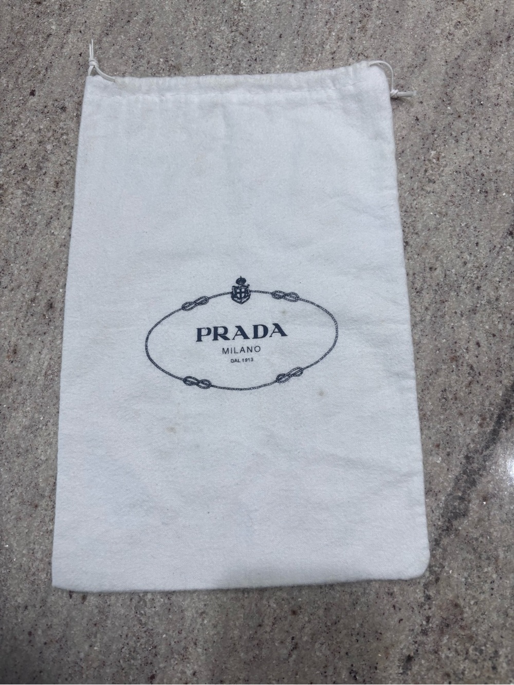 ♥️ AUTHENTIC Prada Drawstring Dust Bag in White with Navy Logo ♥️